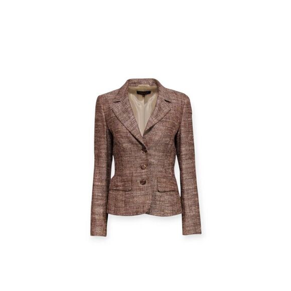 Escada Brown & Mauve Tweed Blazer button up long sleeve size EU 42 - Picture 1 of 11